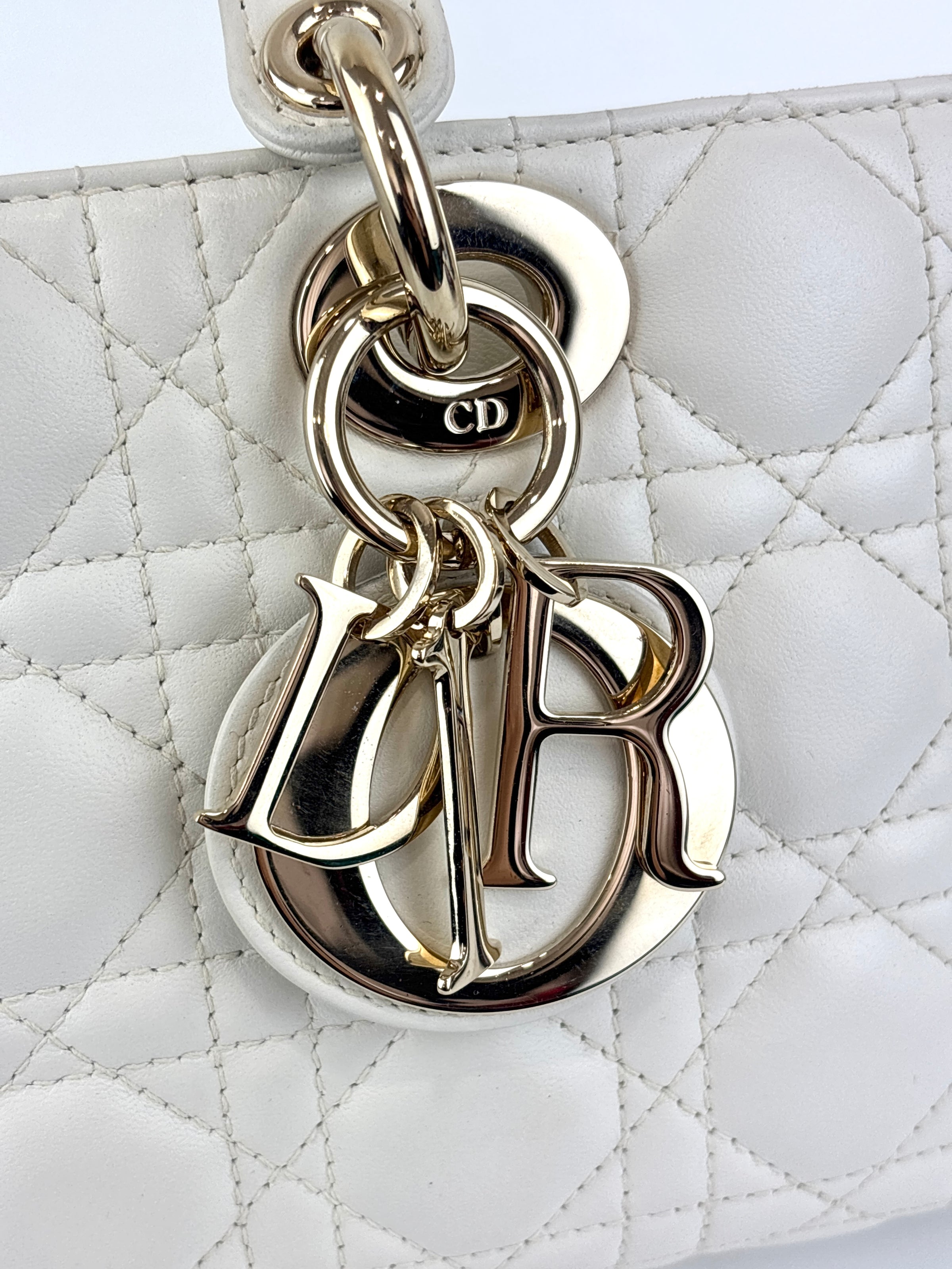 Medium Lady D-Joy Bag in Latte Cannage Lambskin 10-MA-1221 - Glampot