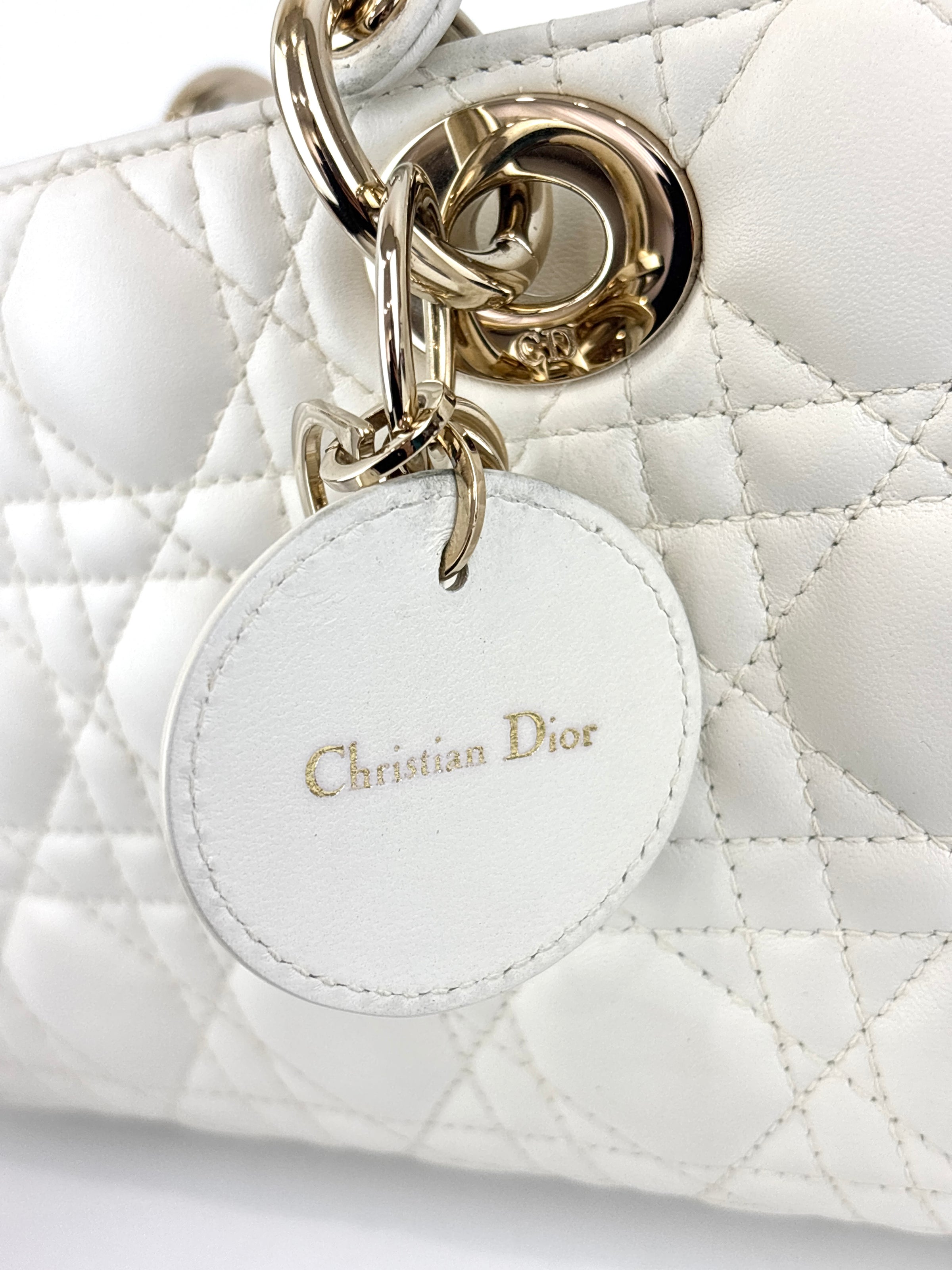 Medium Lady D-Joy Bag in Latte Cannage Lambskin 10-MA-1221 - Glampot