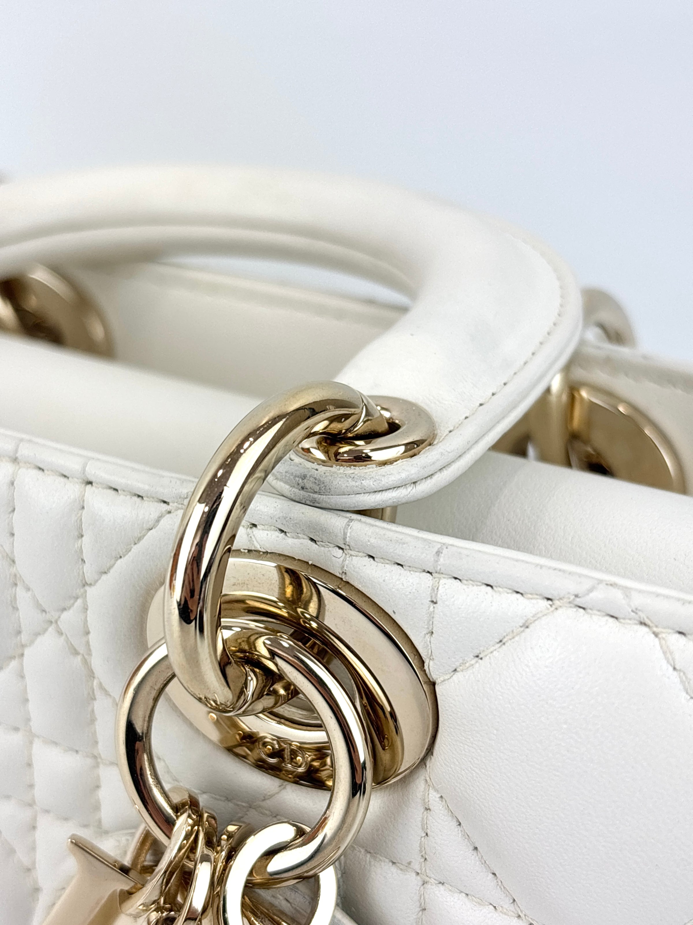 Medium Lady D-Joy Bag in Latte Cannage Lambskin 10-MA-1221 - Glampot