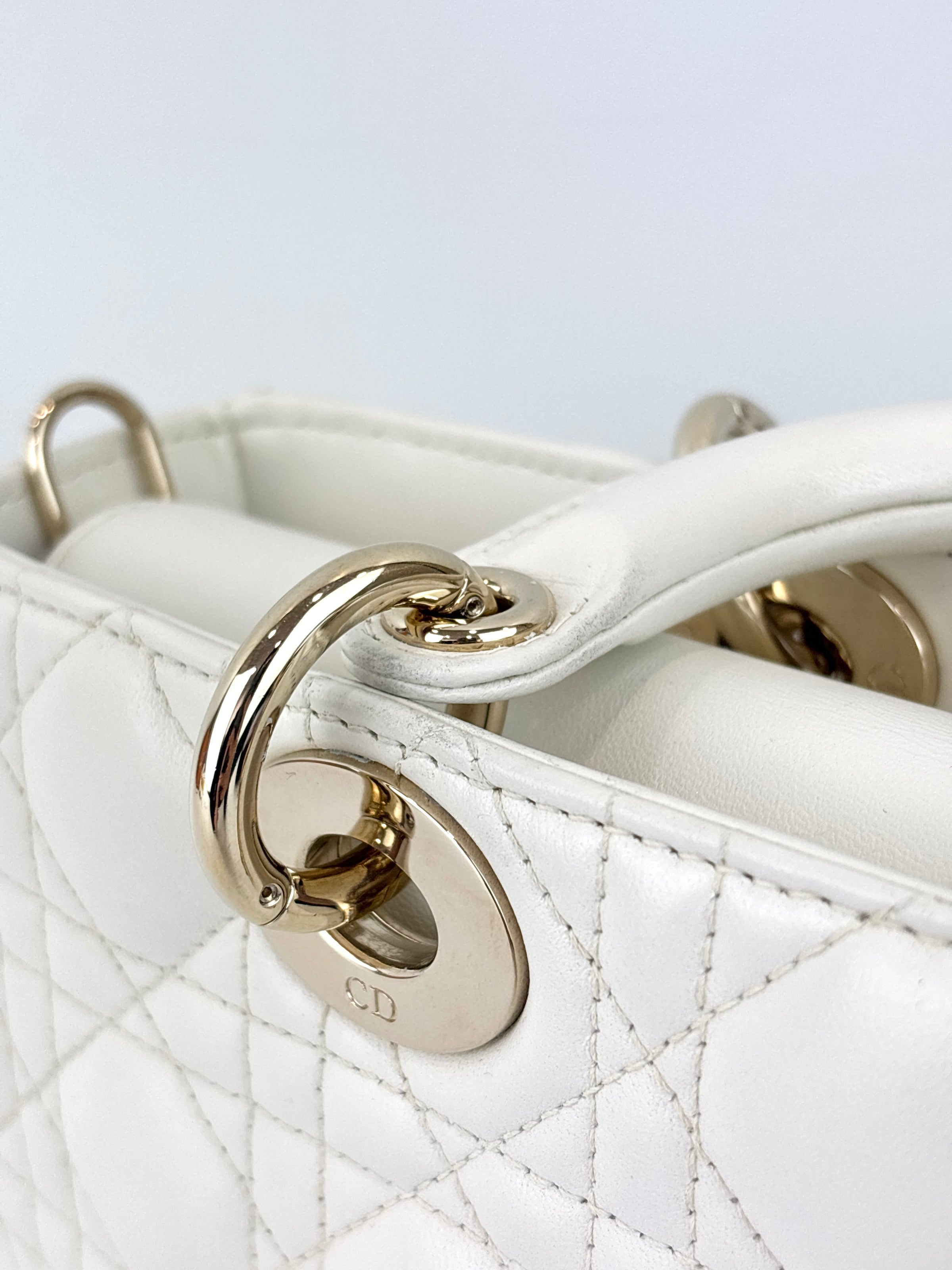 Medium Lady D-Joy Bag in Latte Cannage Lambskin 10-MA-1221 - Glampot