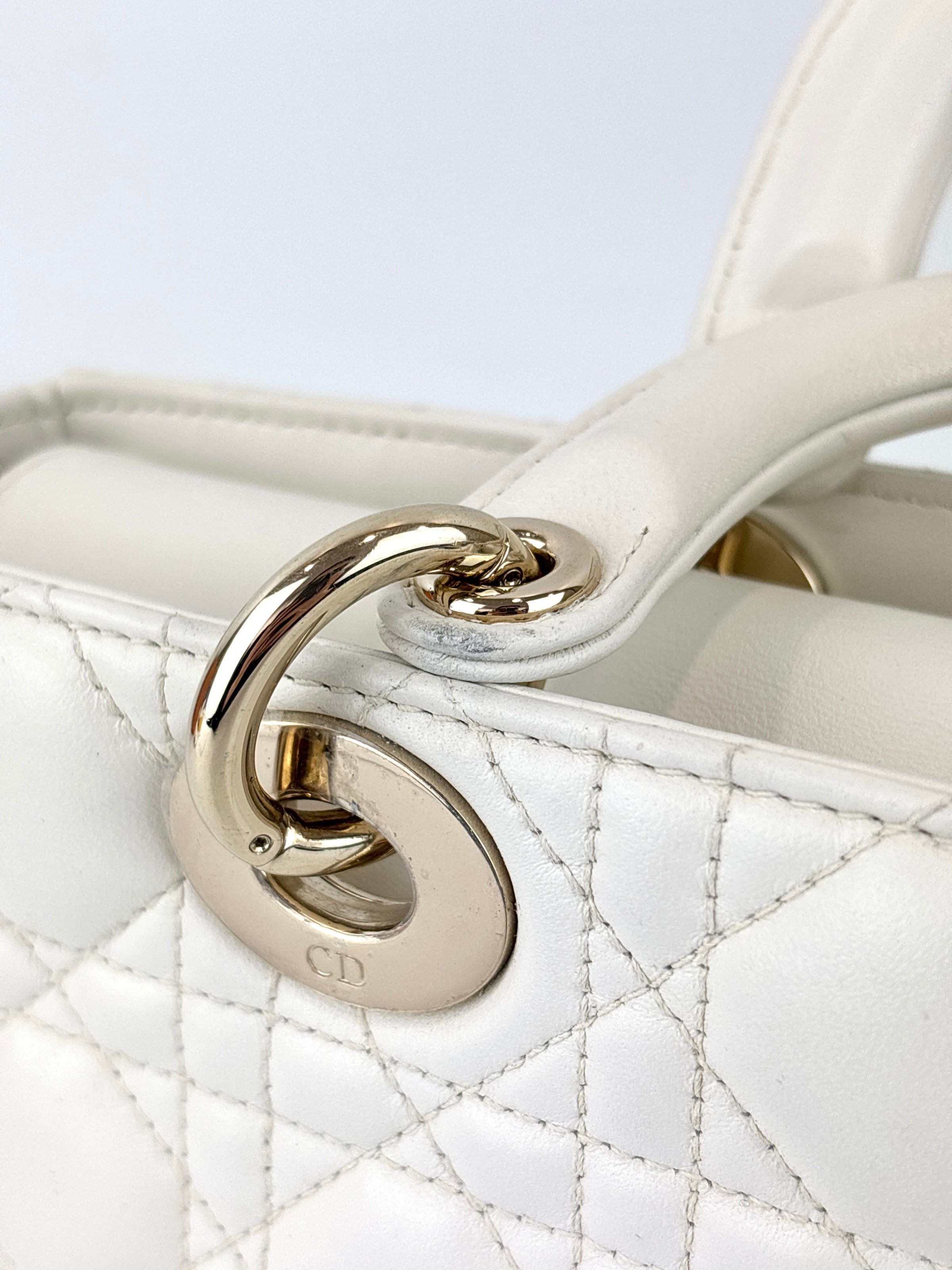 Medium Lady D-Joy Bag in Latte Cannage Lambskin 10-MA-1221 - Glampot