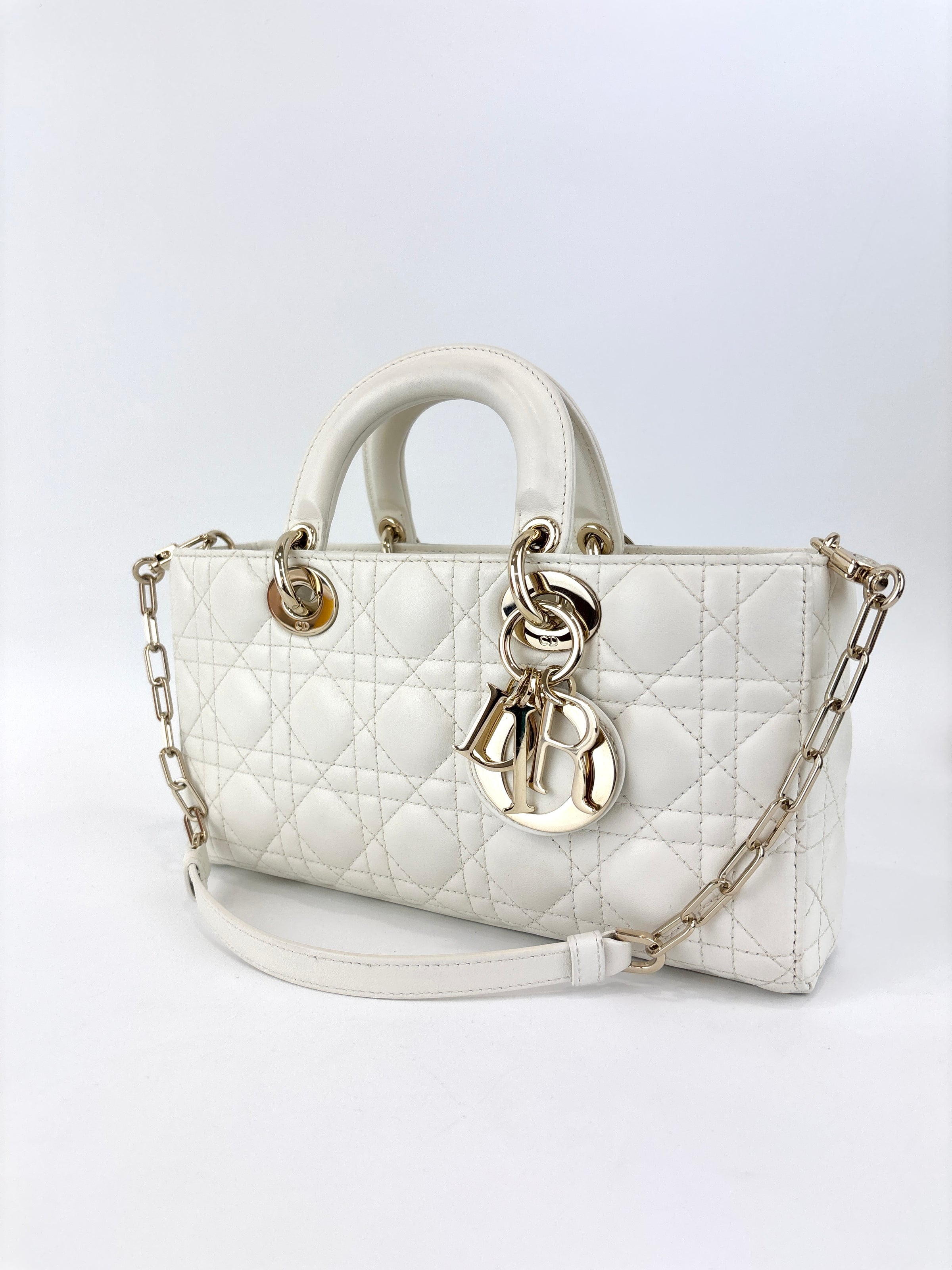 Medium Lady D-Joy Bag in Latte Cannage Lambskin 10-MA-1221 - Glampot
