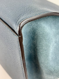 Medium Trapeze Blue Grained Calfskin/Suede