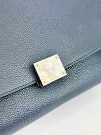 Medium Trapeze Blue Grained Calfskin/Suede