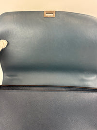 Medium Trapeze Blue Grained Calfskin/Suede