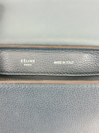 Medium Trapeze Blue Grained Calfskin/Suede