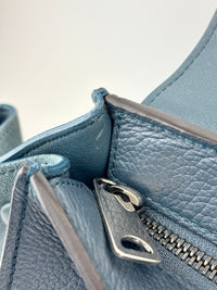 Medium Trapeze Blue Grained Calfskin/Suede