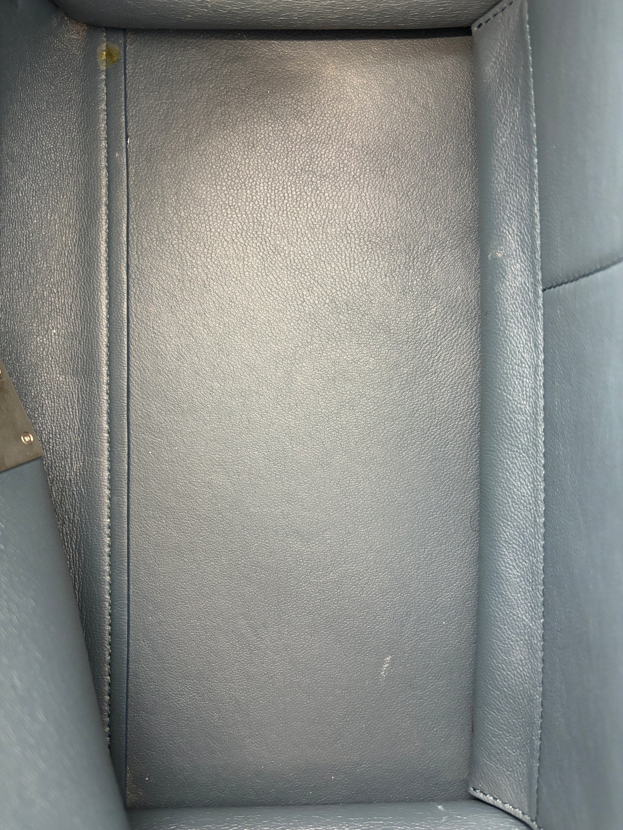 Medium Trapeze Blue Grained Calfskin/Suede