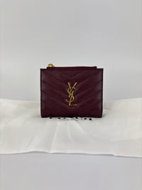 Cassandre Matelassé Bi-Fold Wallet Burgundy Grain de Poudre