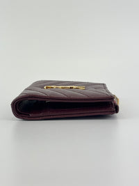 Cassandre Matelassé Bi-Fold Wallet Burgundy Grain de Poudre