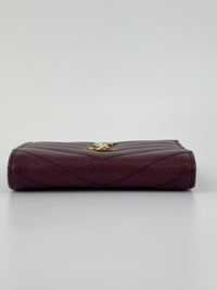 Cassandre Matelassé Bi-Fold Wallet Burgundy Grain de Poudre