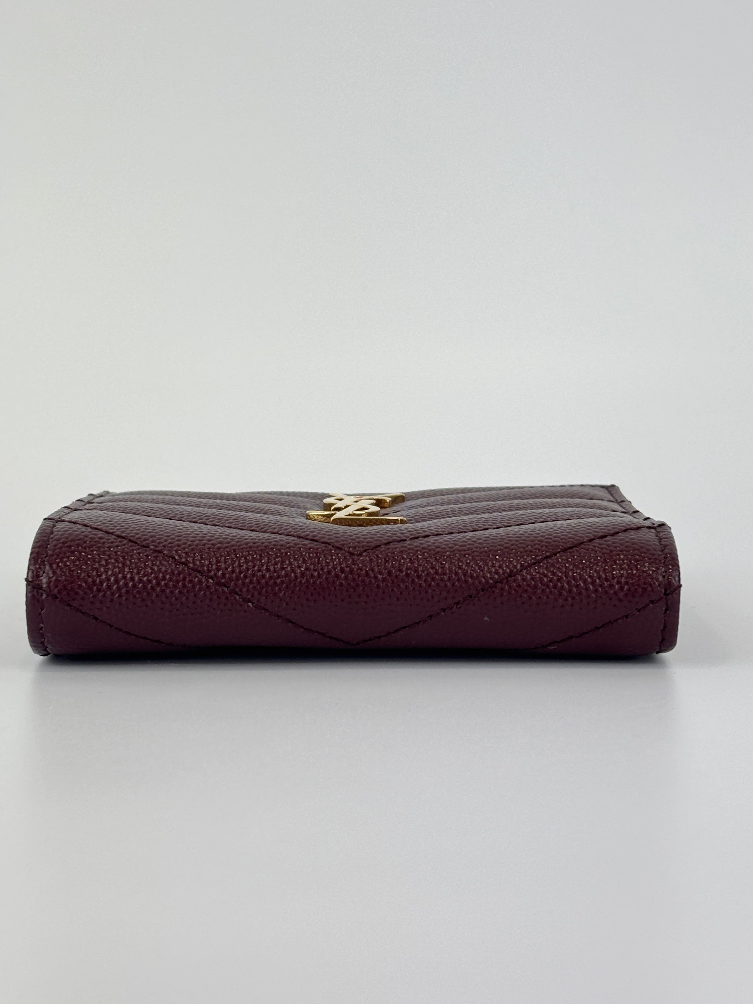 Cassandre Matelassé Bi-Fold Wallet Burgundy Grain de Poudre