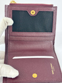 Cassandre Matelassé Bi-Fold Wallet Burgundy Grain de Poudre
