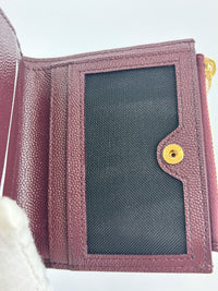 Cassandre Matelassé Bi-Fold Wallet Burgundy Grain de Poudre