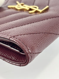Cassandre Matelassé Bi-Fold Wallet Burgundy Grain de Poudre