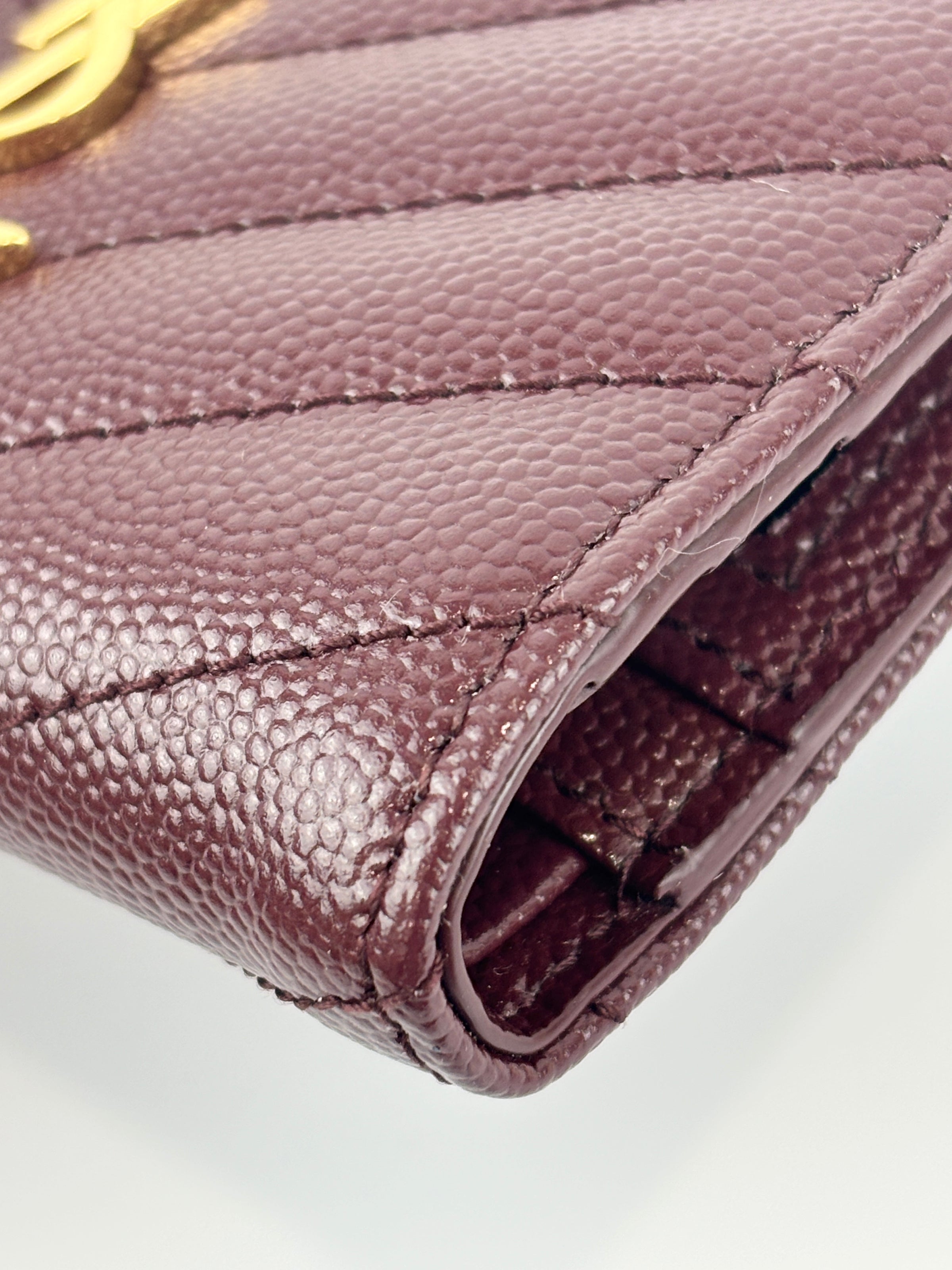 Cassandre Matelassé Bi-Fold Wallet Burgundy Grain de Poudre
