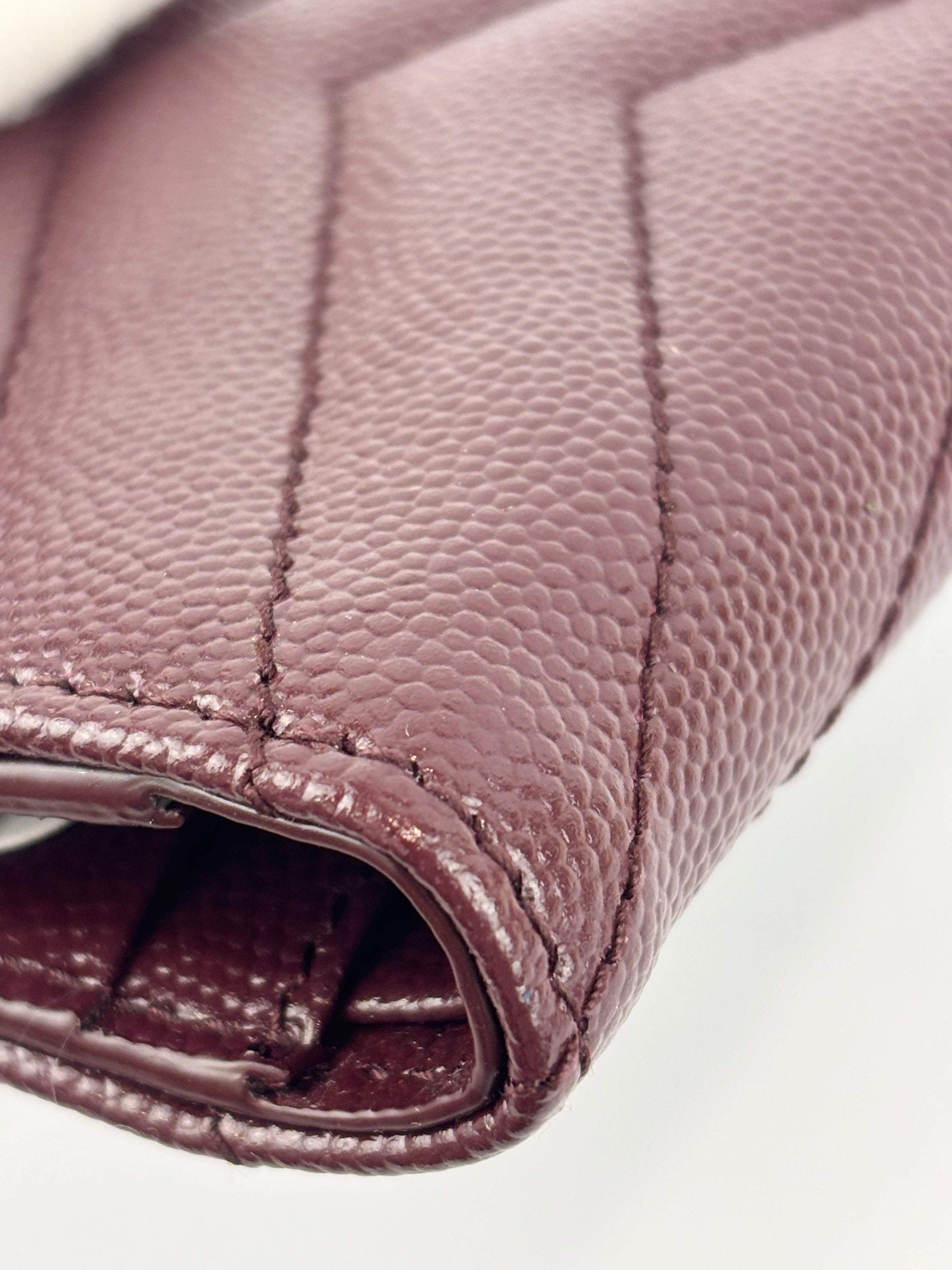 Cassandre Matelassé Bi-Fold Wallet Burgundy Grain de Poudre