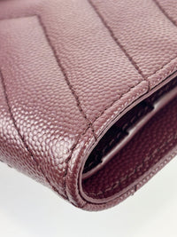 Cassandre Matelassé Bi-Fold Wallet Burgundy Grain de Poudre