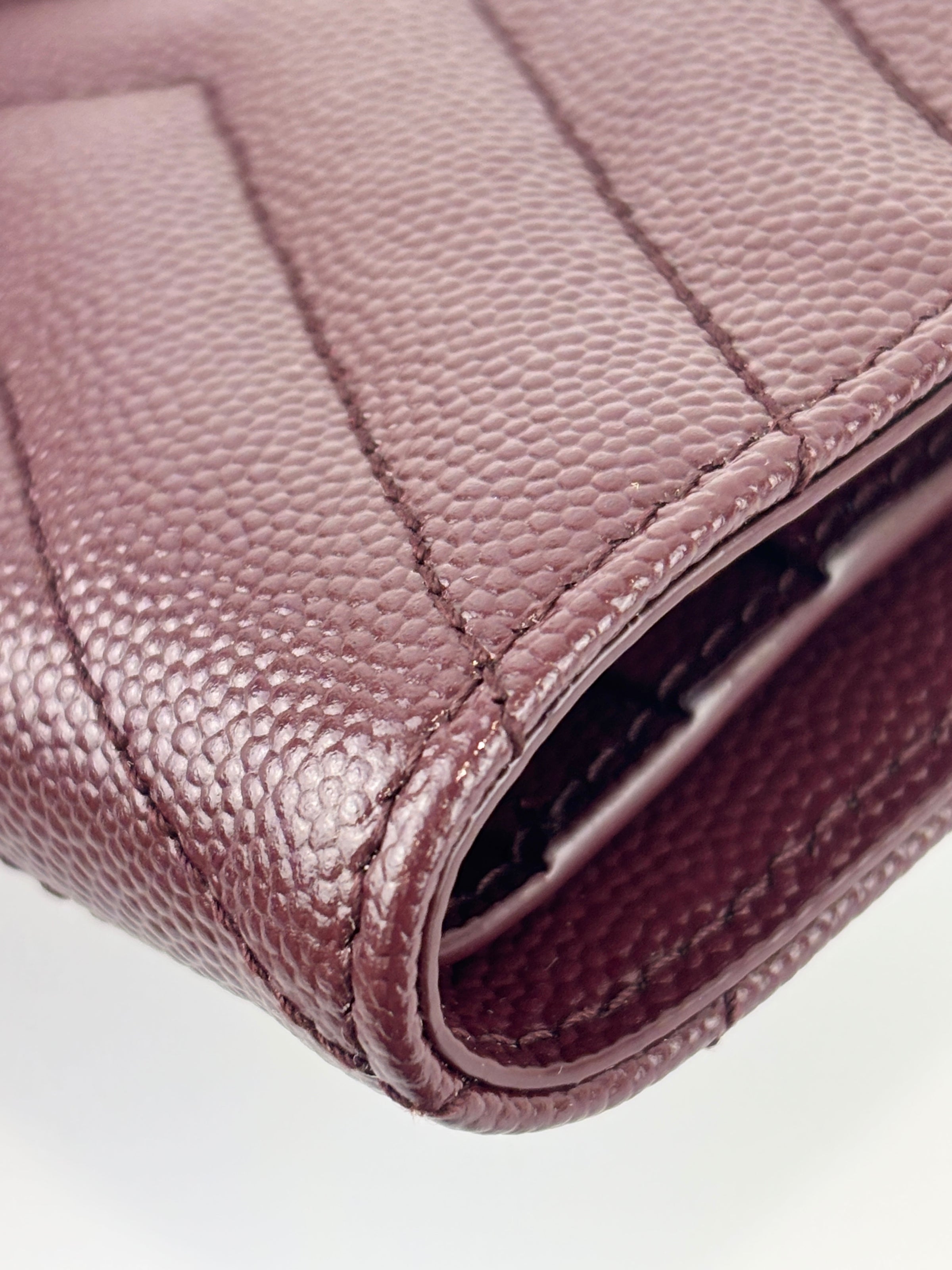Cassandre Matelassé Bi-Fold Wallet Burgundy Grain de Poudre