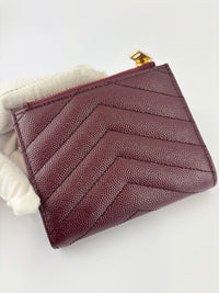 Cassandre Matelassé Bi-Fold Wallet Burgundy Grain de Poudre