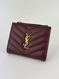 Cassandre Matelassé Bi-Fold Wallet Burgundy Grain de Poudre