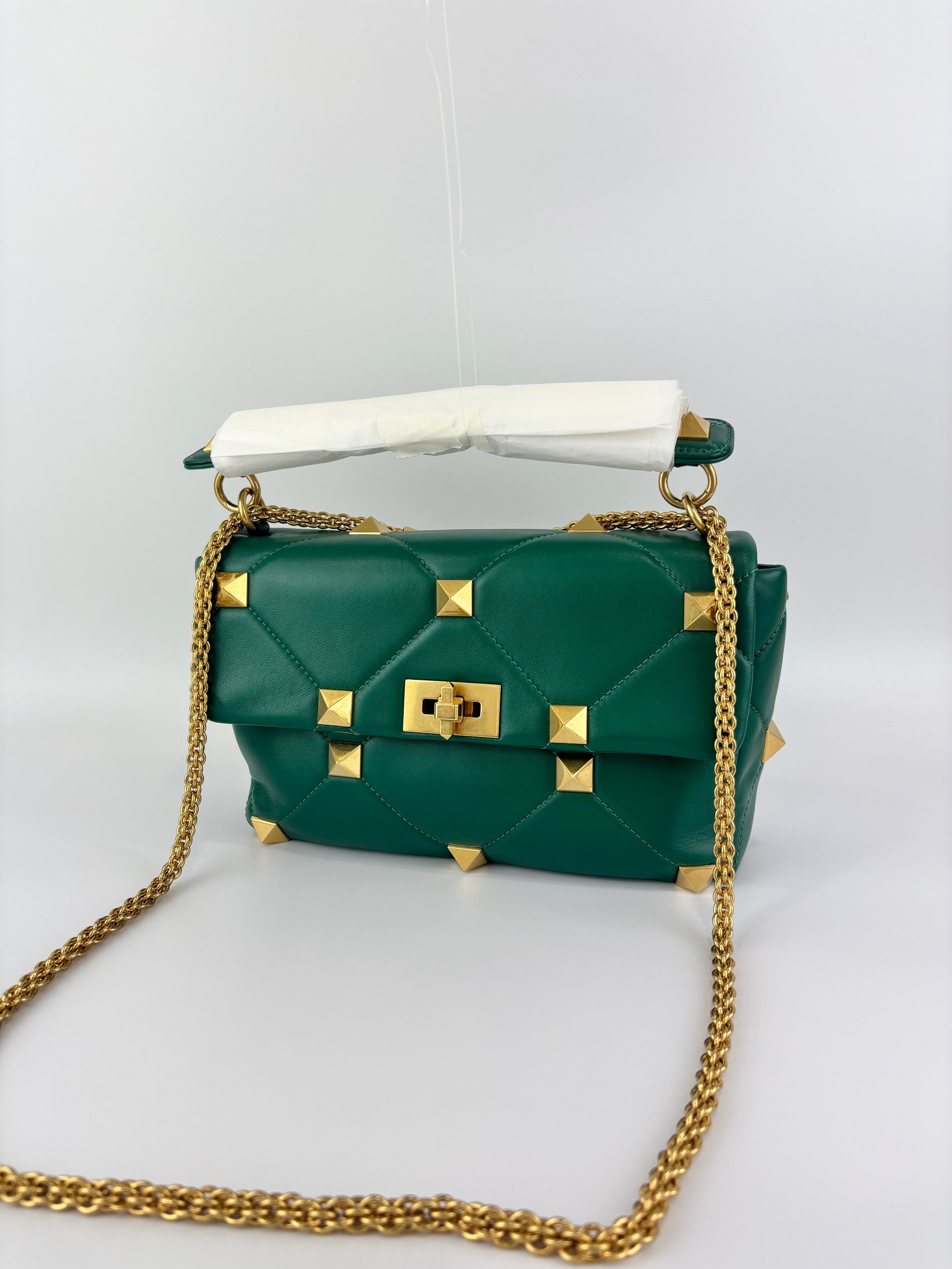 Roman Stud Medium Chain Bag Green