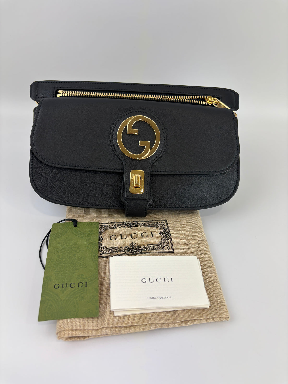 Blondie GG Supreme Smooth Leather Belt Bag in Black GHW