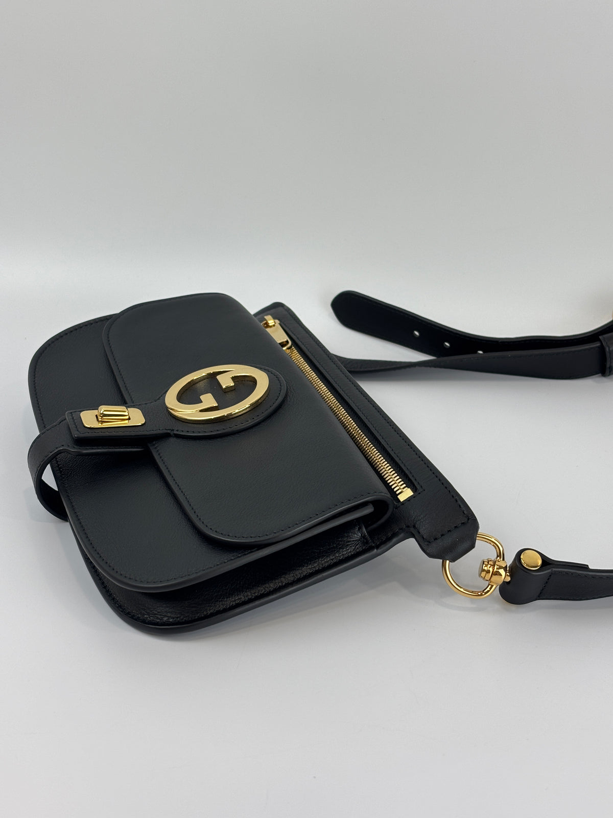 Blondie GG Supreme Smooth Leather Belt Bag in Black GHW