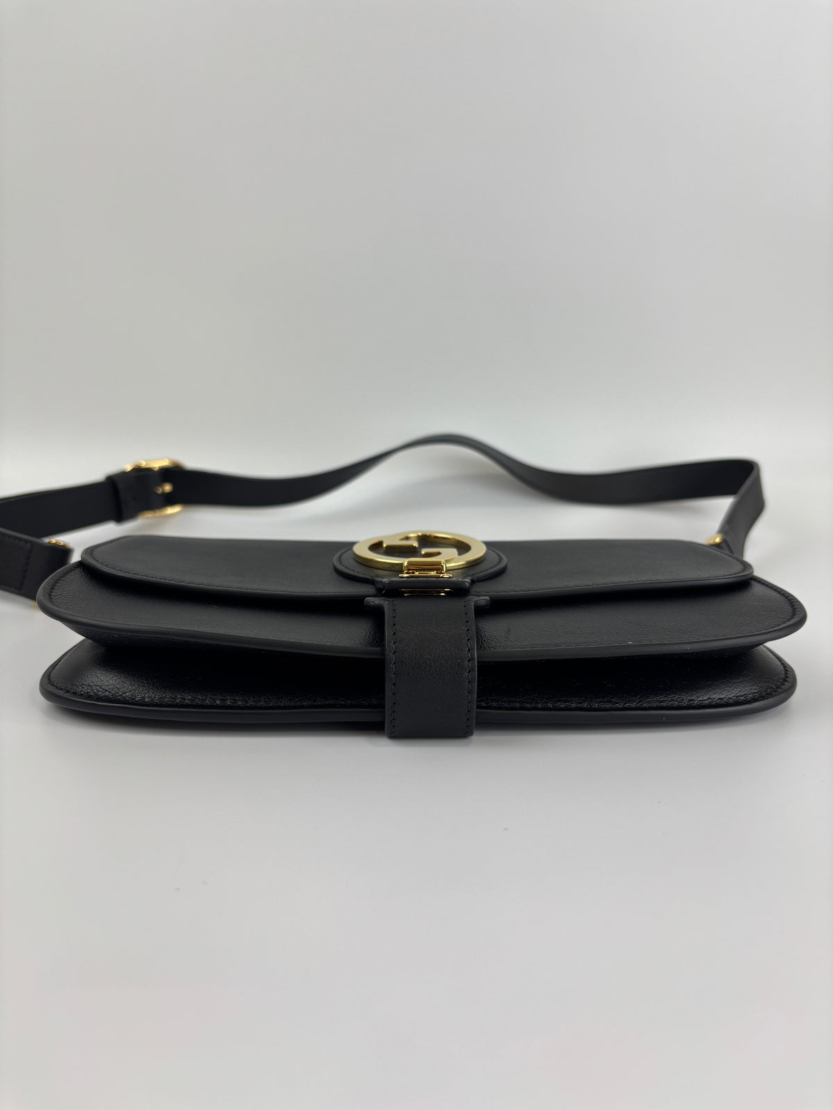 Blondie GG Supreme Smooth Leather Belt Bag in Black GHW