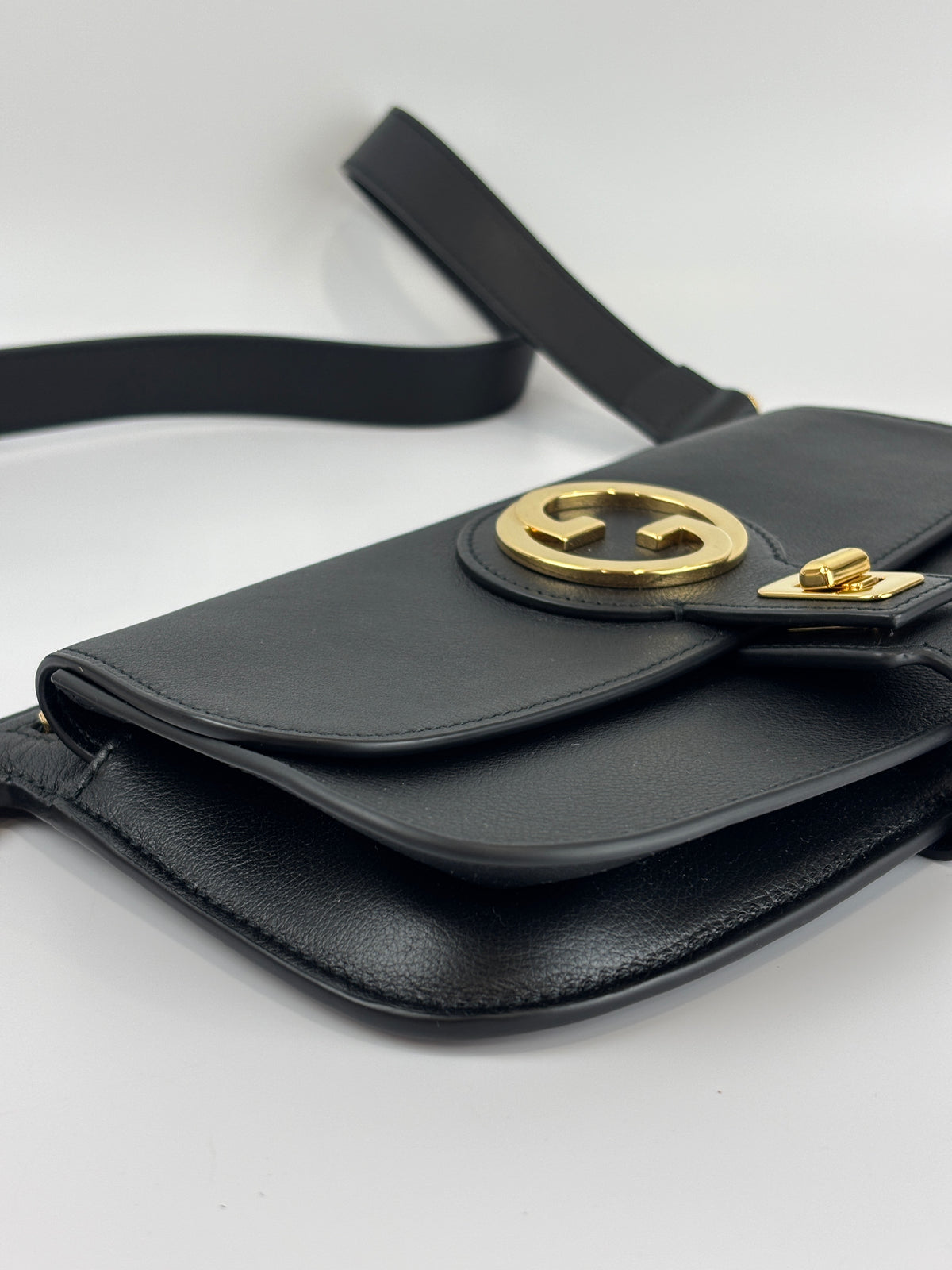 Blondie GG Supreme Smooth Leather Belt Bag in Black GHW