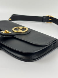 Blondie GG Supreme Smooth Leather Belt Bag in Black GHW