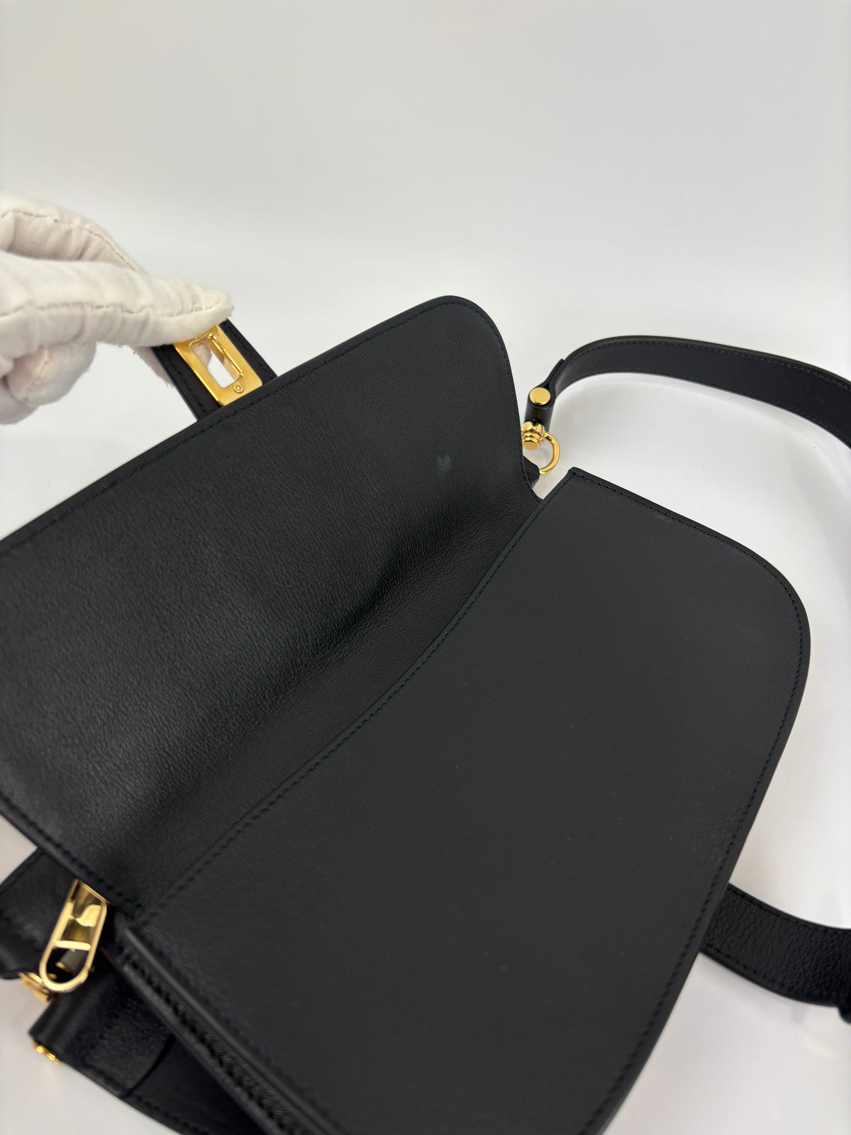 Blondie GG Supreme Smooth Leather Belt Bag in Black GHW