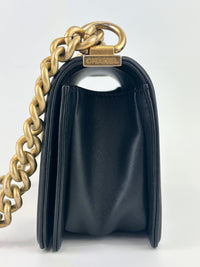 A67085 Black Quilted Lambskin Small Boy AGHW