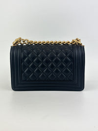 A67085 Black Quilted Lambskin Small Boy AGHW