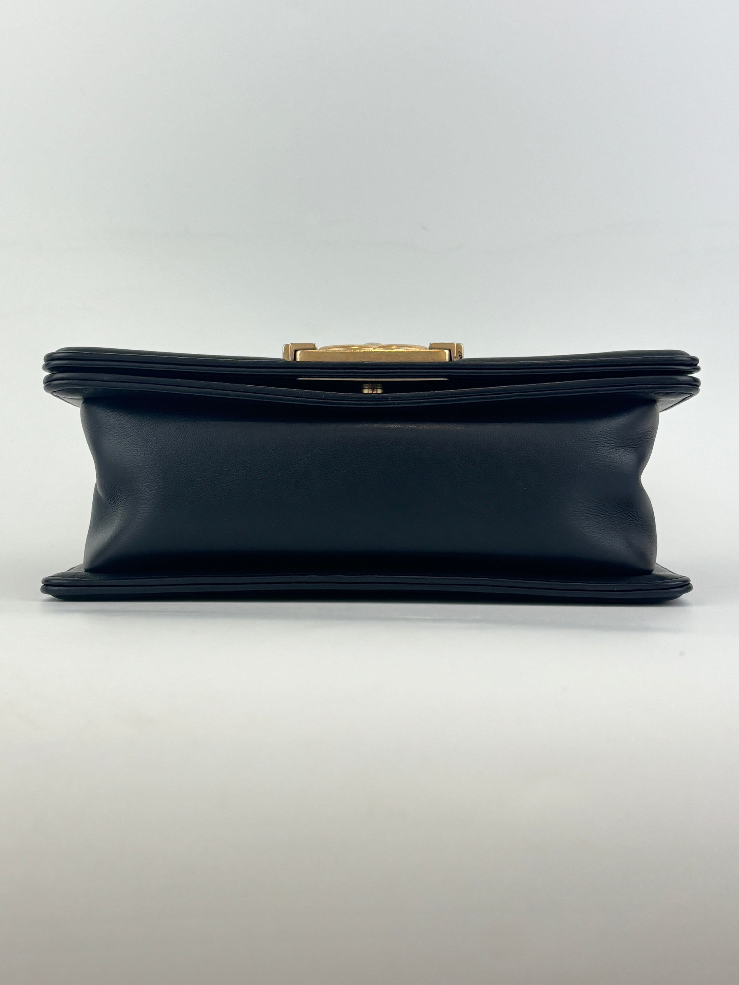A67085 Black Quilted Lambskin Small Boy AGHW