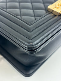 A67085 Black Quilted Lambskin Small Boy AGHW