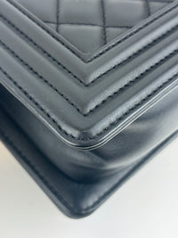 A67085 Black Quilted Lambskin Small Boy AGHW