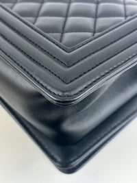 A67085 Black Quilted Lambskin Small Boy AGHW