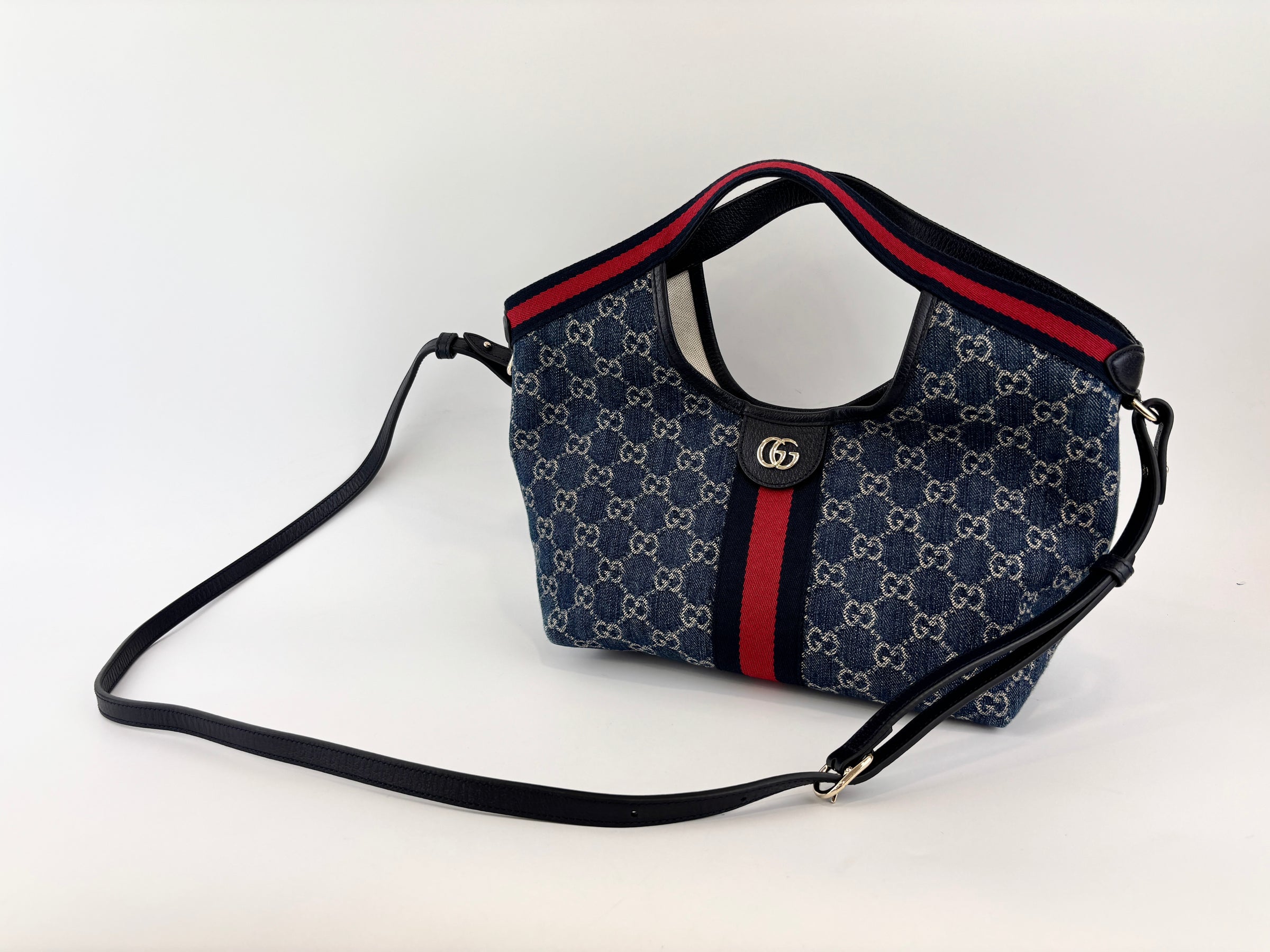Giglio Small Tote Bag in Blue and White GG Denim