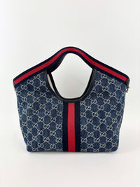 Giglio Small Tote Bag in Blue and White GG Denim