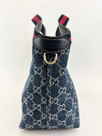 Giglio Small Tote Bag in Blue and White GG Denim