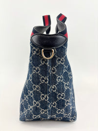 Giglio Small Tote Bag in Blue and White GG Denim