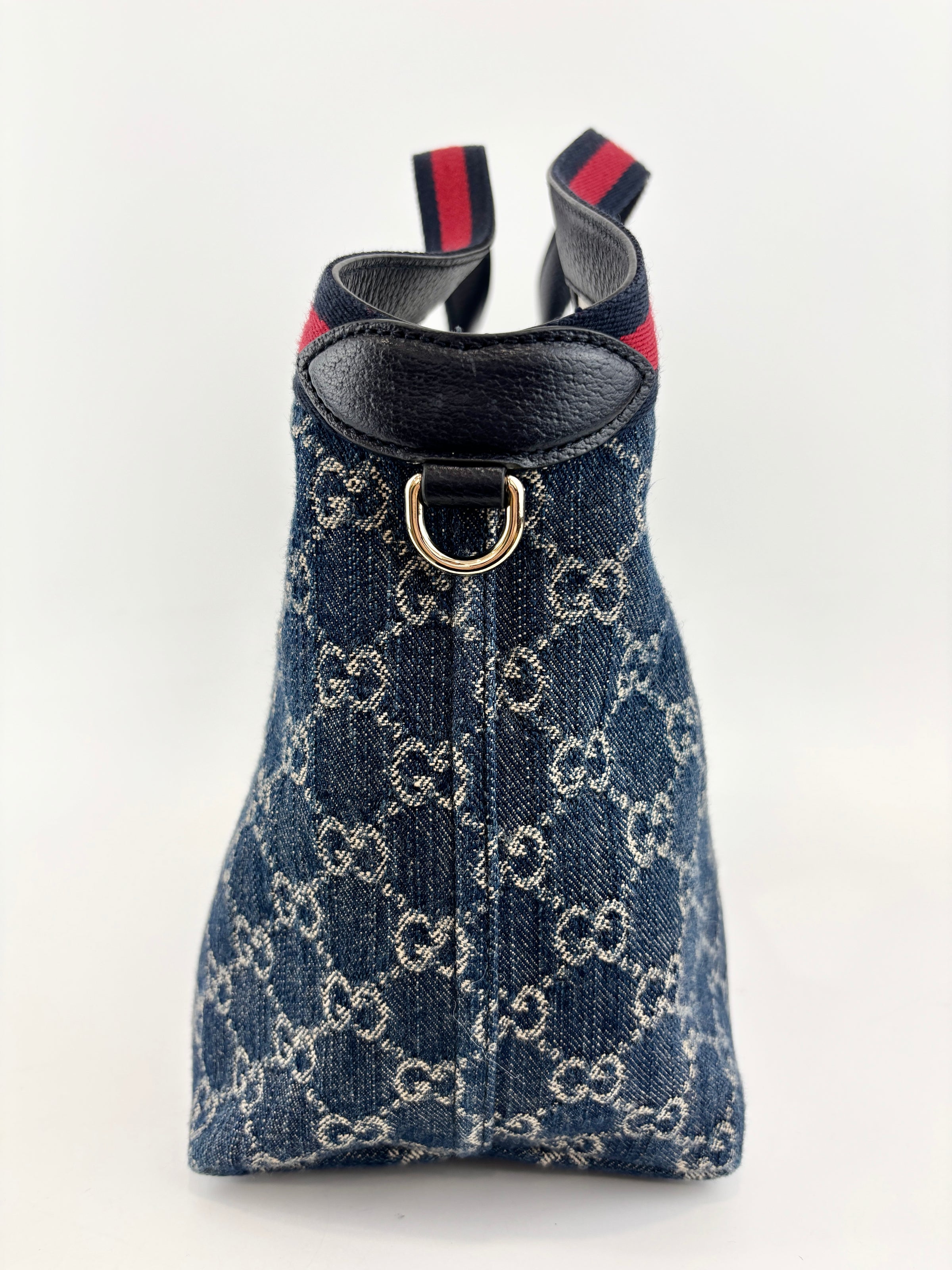 Giglio Small Tote Bag in Blue and White GG Denim