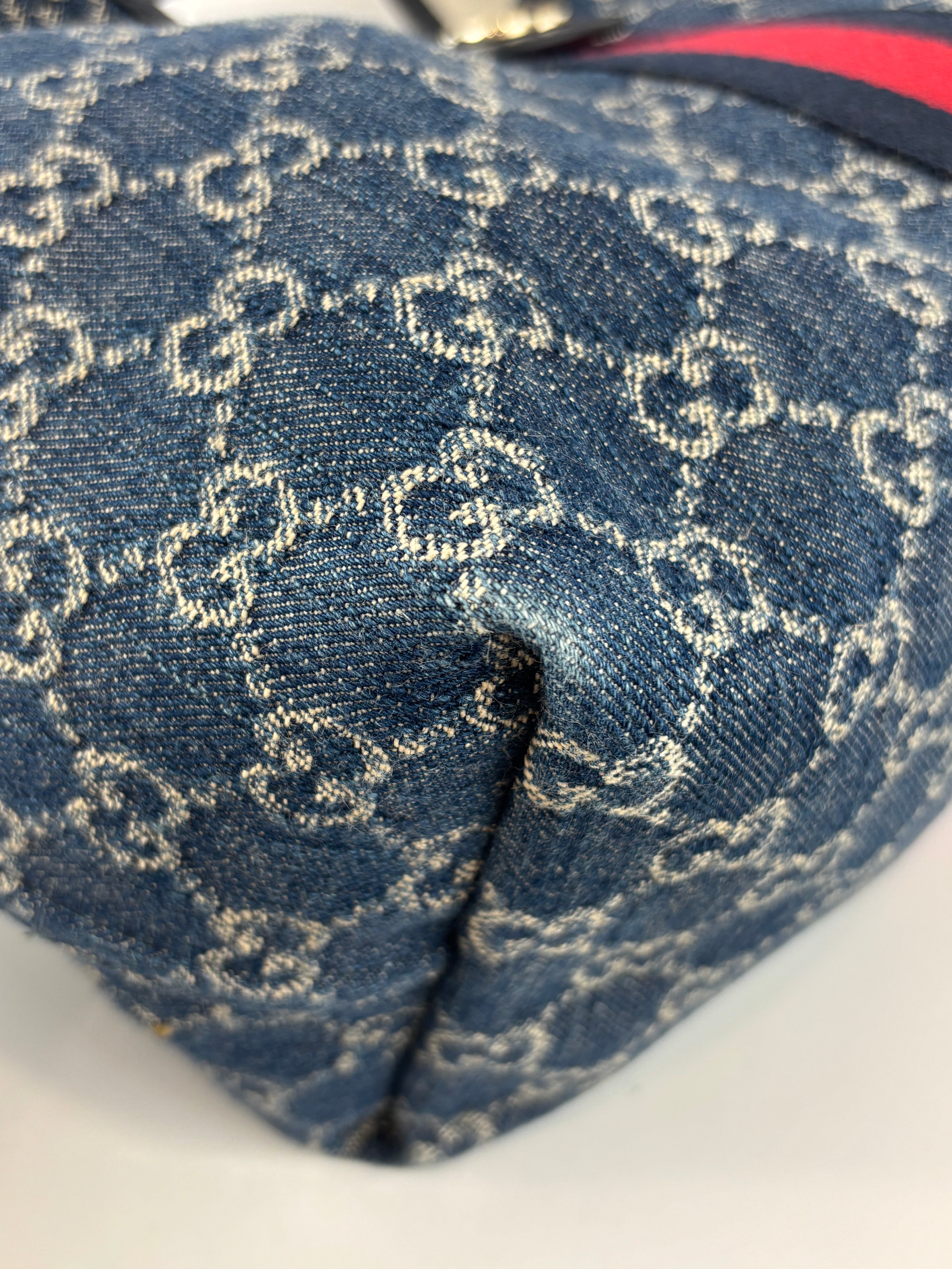 Giglio Small Tote Bag in Blue and White GG Denim