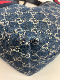 Giglio Small Tote Bag in Blue and White GG Denim