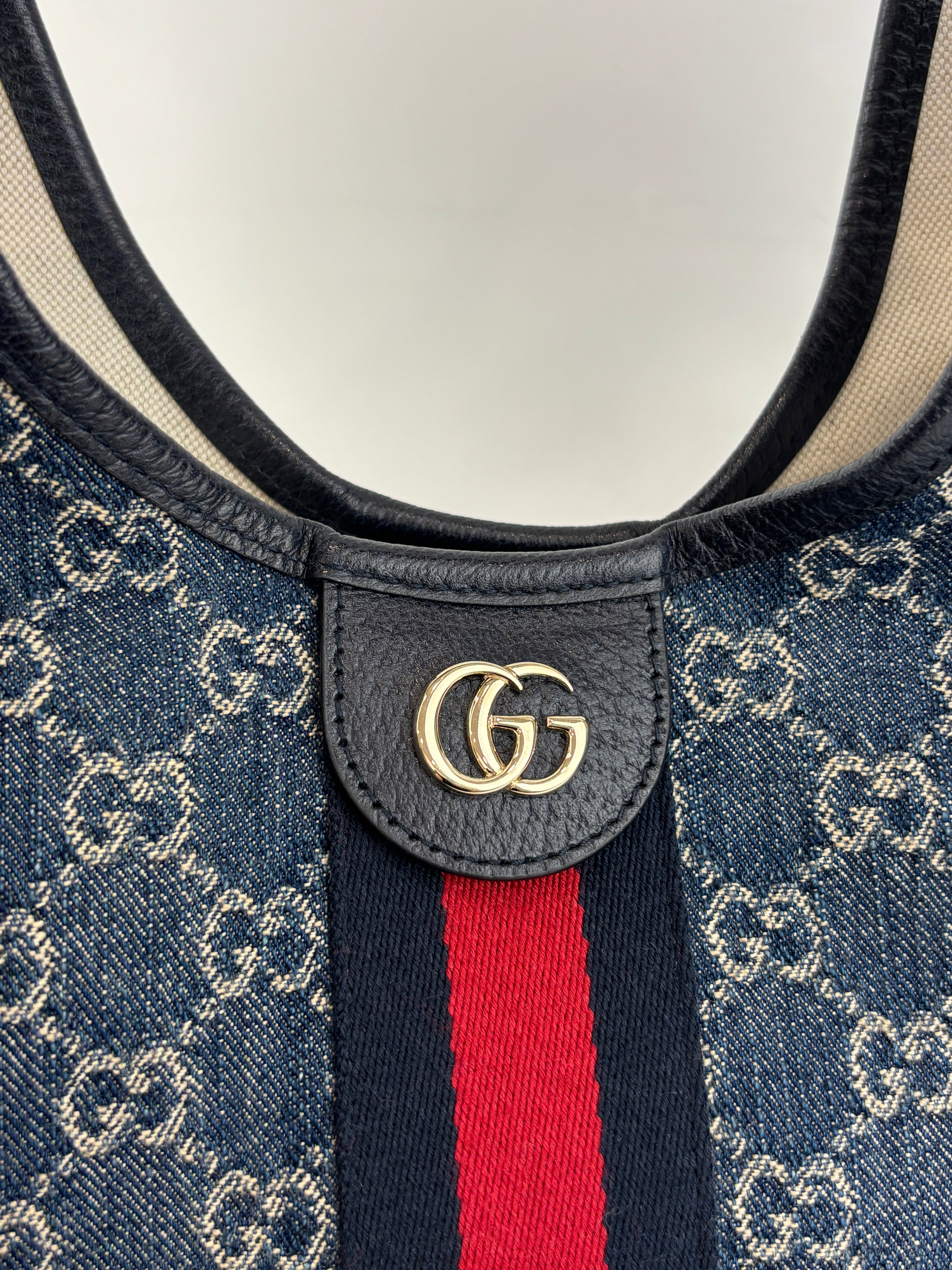 Giglio Small Tote Bag in Blue and White GG Denim