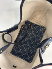 Giglio Small Tote Bag in Blue and White GG Denim