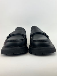 Moccasin with Gancini Ornament Saddle Loafer Calfskin in Black Size 10