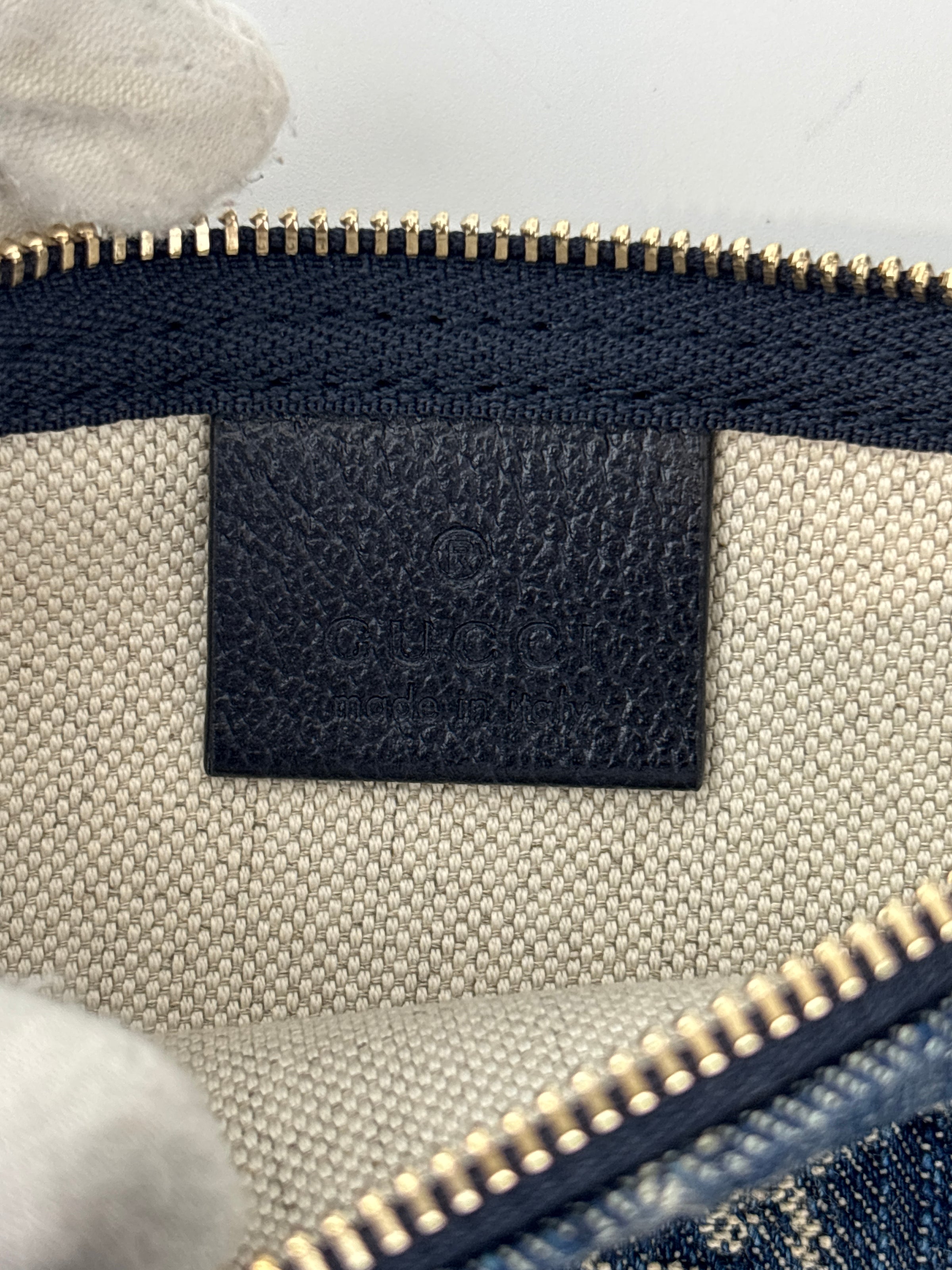 Giglio Small Tote Bag in Blue and White GG Denim
