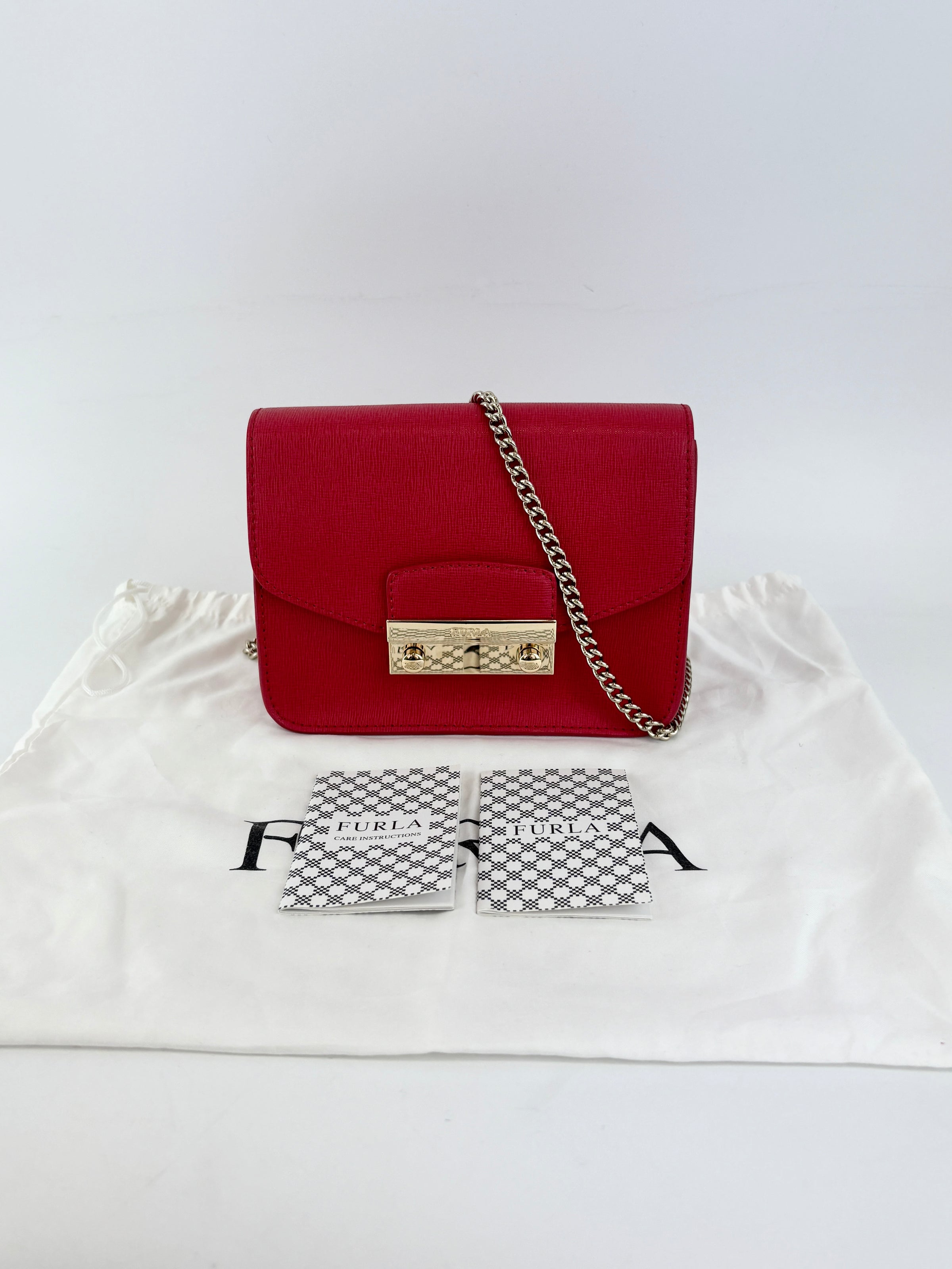 Mini Brava Crossbody Bag in Red Textured Leather
